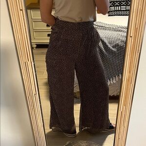 Wide Leg Printed Palazzo Pants in Brown & Tan